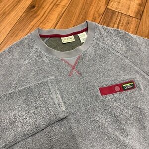 LL Bean Sweatshirt Men’s Medium Tumbled Sherpa Crewneck Fleece Sweater Gray